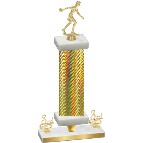Premium Single Gold Carbon Fiber Third Place Bowling Trophy
