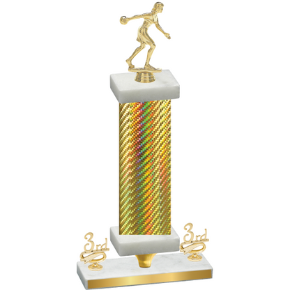 Premium Single Gold Carbon Fiber Third Place Bowling Trophy