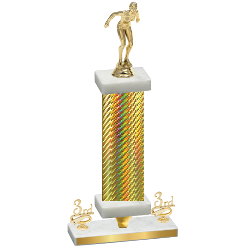 Premium Single Gold Carbon Fiber Third Place Tennis Trophy