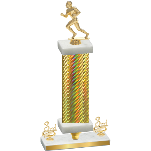Premium Single Gold Carbon Fiber Third Place Football Trophy