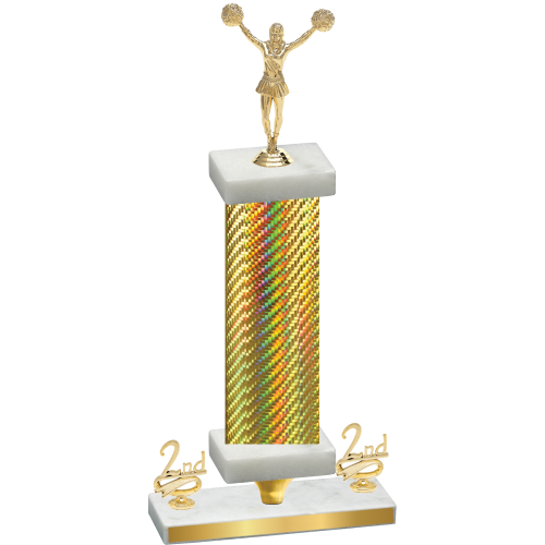 Premium Single Gold Carbon Fiber Second Place Cheerleading Trophy