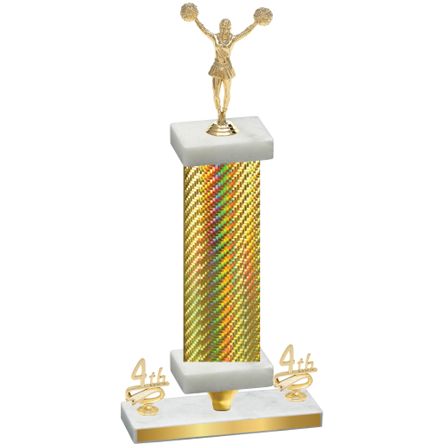Premium Single Gold Carbon Fiber Fourth Place Cheerleading Trophy