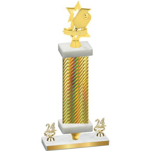 Premium Single Gold Carbon Fiber Year Pickleball Trophy