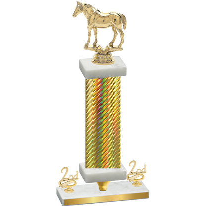 Premium Single Gold Carbon Fiber Second Place Horses Trophy