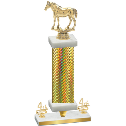 Premium Single Gold Carbon Fiber Fourth Place Horses Trophy