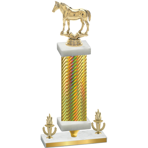 Premium Single Gold Carbon Fiber Victory Horses Trophy