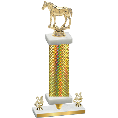 Premium Single Gold Carbon Fiber Year Horses Trophy