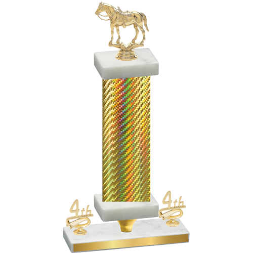 Premium Single Gold Carbon Fiber Fourth Place Horses Trophy