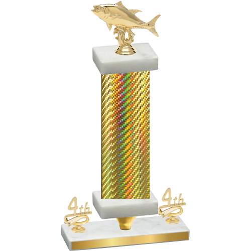 Premium Single Gold Carbon Fiber Fourth Place Fishing Trophy