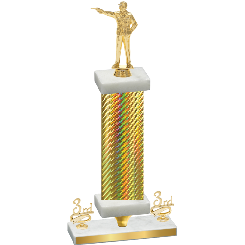 Premium Single Gold Carbon Fiber Third Place Shooter Trophy