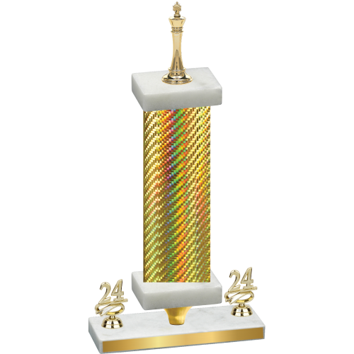 Premium Single Gold Carbon Fiber Year Chess Trophy