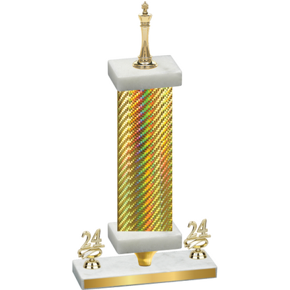 Premium Single Gold Carbon Fiber Year Chess Trophy