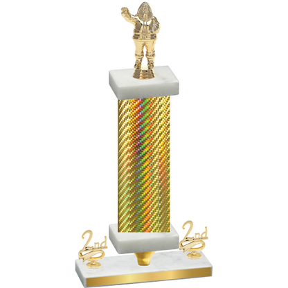 Premium Single Gold Carbon Fiber Second Place Holiday Trophy