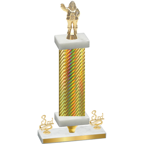 Premium Single Gold Carbon Fiber Third Place Holiday Trophy