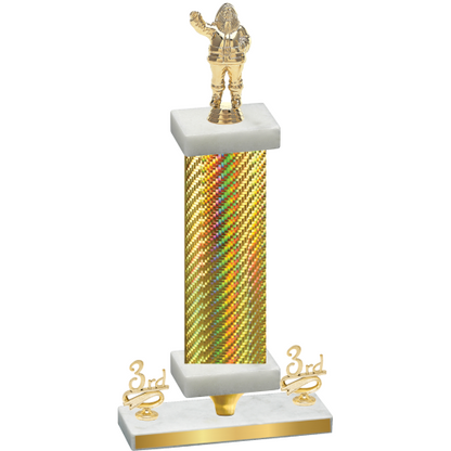 Premium Single Gold Carbon Fiber Third Place Holiday Trophy