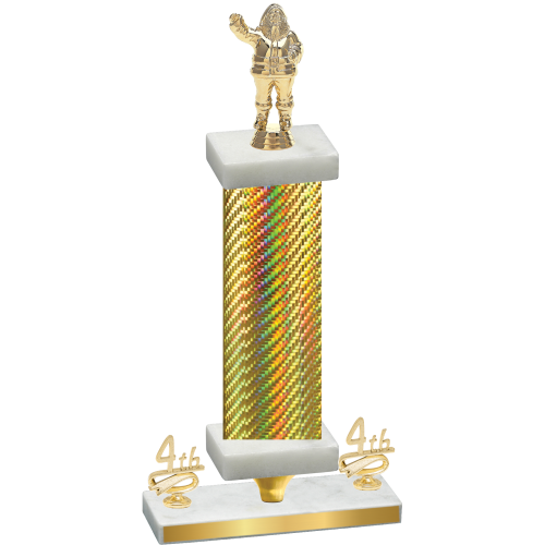Premium Single Gold Carbon Fiber Fourth Place Holiday Trophy
