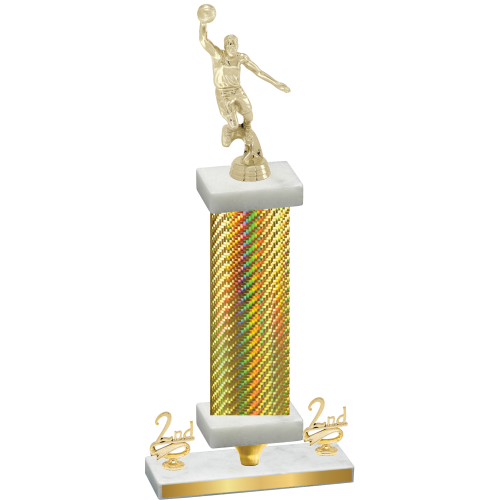 Premium Single Gold Carbon Fiber Second Place Basketball Trophy