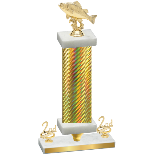 Premium Single Gold Carbon Fiber Second Place Fishing Trophy