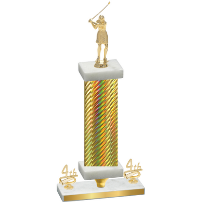 Premium Single Gold Carbon Fiber Fourth Place Golf Trophy
