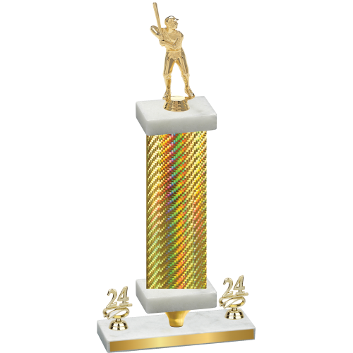 Premium Single Gold Carbon Fiber Year Baseball Trophy
