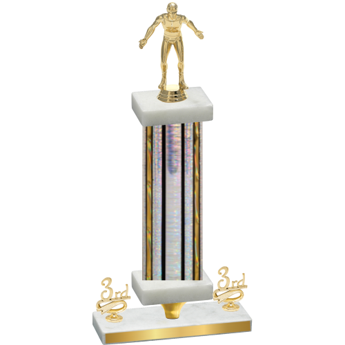 Premium Single Silver Glacier Third Place Wrestling Trophy