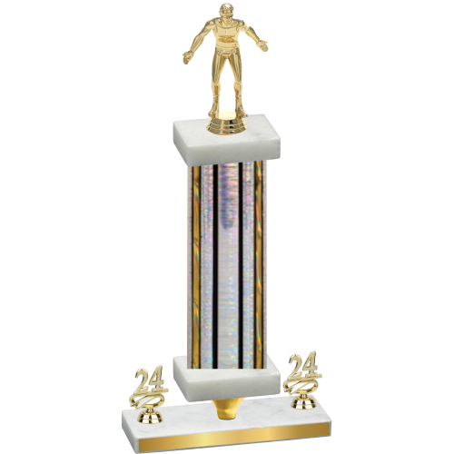 Premium Single Silver Glacier Year Wrestling Trophy