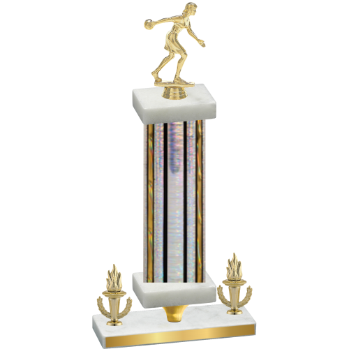 Premium Single Silver Glacier Victory Bowling Trophy