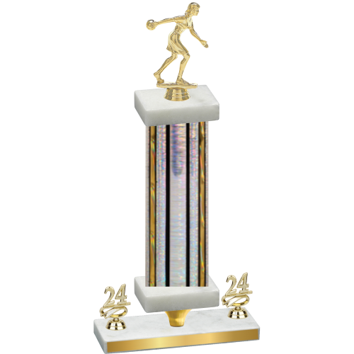 Premium Single Silver Glacier Year Bowling Trophy