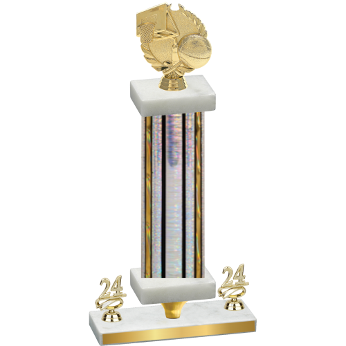 Premium Single Silver Glacier Year Basketball Trophy