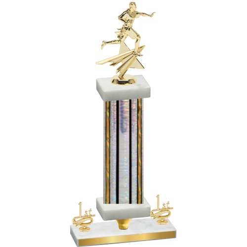 Premium Single Silver Glacier First Place Flag Football Trophy