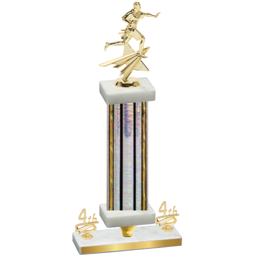 Premium Single Silver Glacier Fourth Place Flag Football Trophy