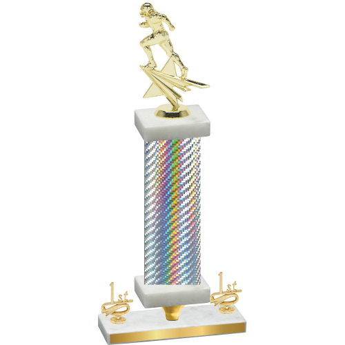 Premium Single Silver Carbon Fiber First Place Football Trophy