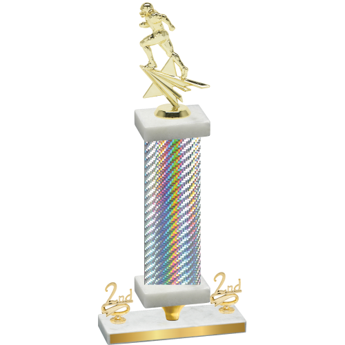 Premium Single Silver Carbon Fiber Second Place Football Trophy