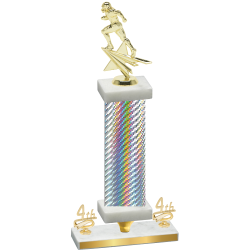 Premium Single Silver Carbon Fiber Fourth Place Football Trophy