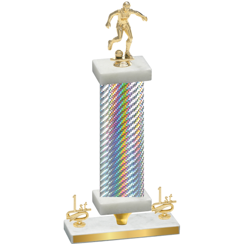 Premium Single Silver Carbon Fiber First Place Soccer Trophy