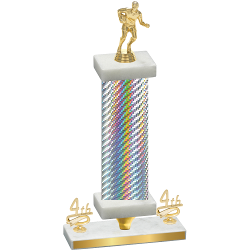 Premium Single Silver Carbon Fiber Fourth Place Rugby Trophy