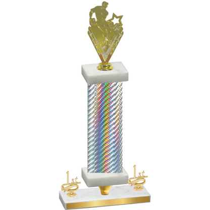 Premium Single Silver Carbon Fiber First Place Rugby Trophy