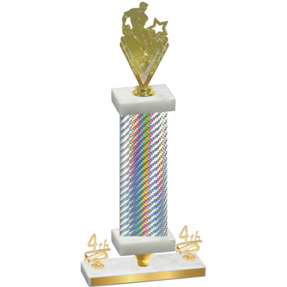 Premium Single Silver Carbon Fiber Fourth Place Rugby Trophy