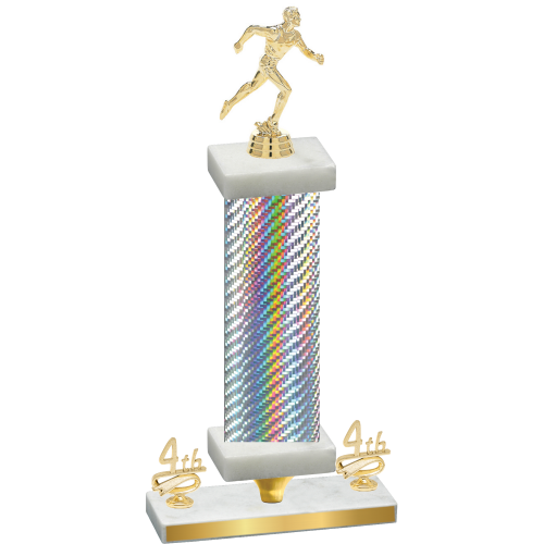 Premium Single Silver Carbon Fiber Fourth Place Running Trophy