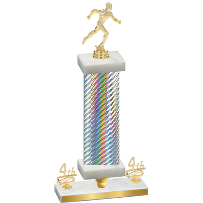 Premium Single Silver Carbon Fiber Fourth Place Running Trophy