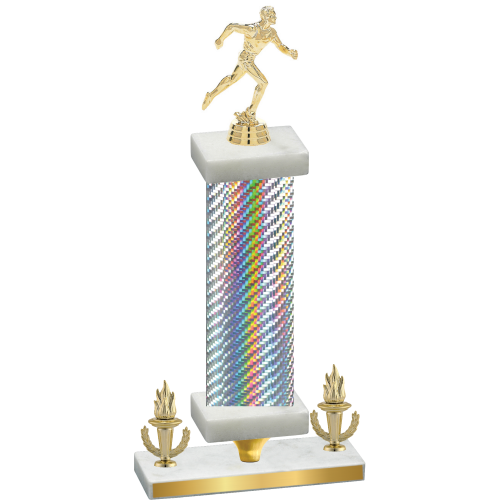 Premium Single Silver Carbon Fiber Victory Running Trophy