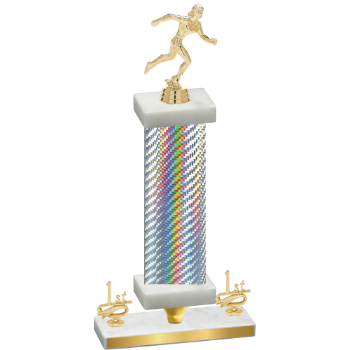 Premium Single Silver Carbon Fiber First Place Running Trophy