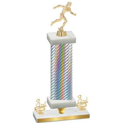 Premium Single Silver Carbon Fiber Third Place Running Trophy