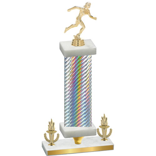 Premium Single Silver Carbon Fiber Victory Running Trophy