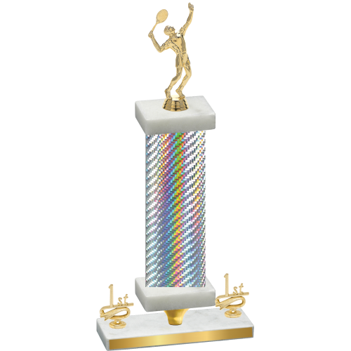 Premium Single Silver Carbon Fiber First Place Tennis Trophy