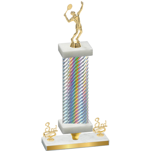 Premium Single Silver Carbon Fiber Third Place Tennis Trophy