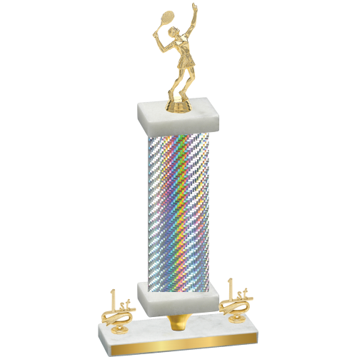 Premium Single Silver Carbon Fiber First Place Tennis Trophy