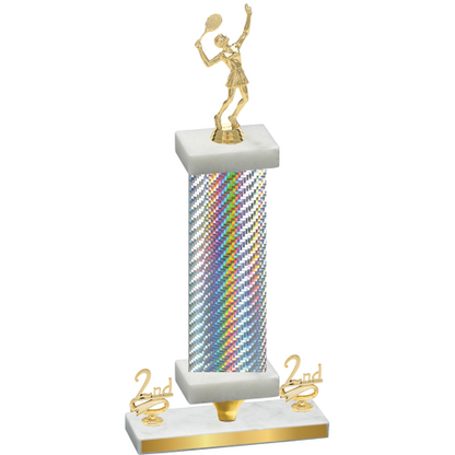 Premium Single Silver Carbon Fiber Second Place Tennis Trophy