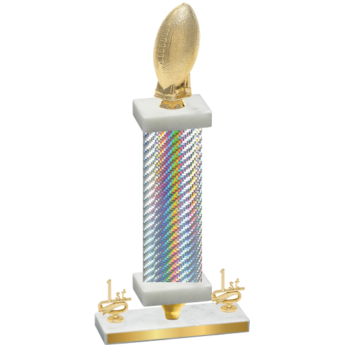 Premium Single Silver Carbon Fiber First Place Football Trophy