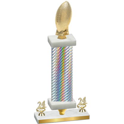 Premium Single Silver Carbon Fiber Year Football Trophy